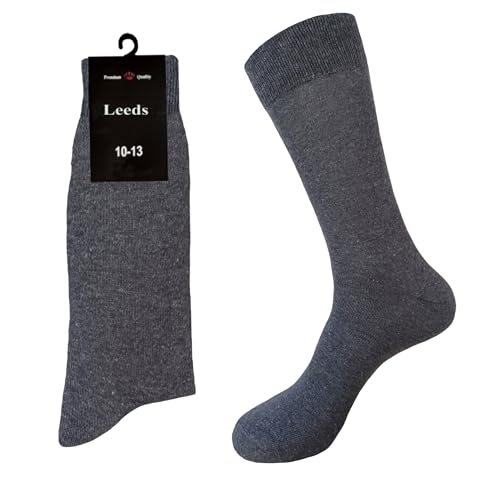 Men's Dress Socks Natural Cotton 6 Pairs SOLID CHARCOAL/DARK GRAY Formal Socks 10-134