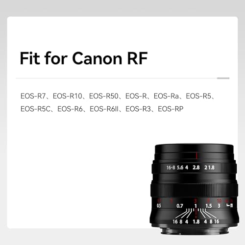 Image of Brightin Star 55mm F1.8 Full Frame Manual Focus MF Large Aperture Prime Standard Fixed Focal Lens, Fit for Canon RF-Mount EOS-RP, R, R5,R7, R6, R3, R10