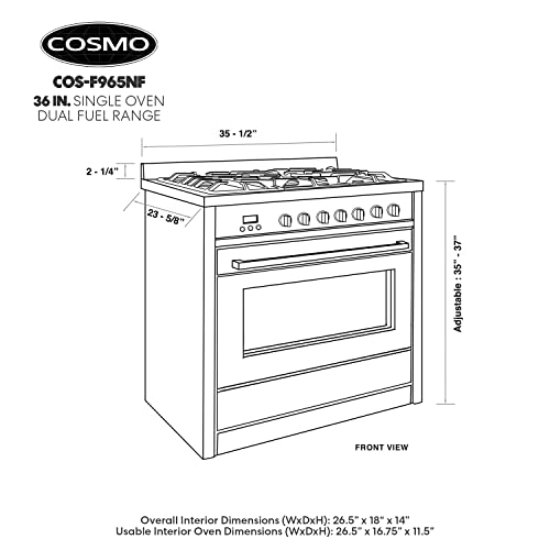 Cosmo F965NF 36 Inch Dual Fuel Range With 5 Gas Burners thumb #5