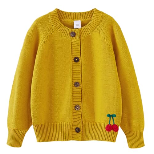 Kids Girls Boys Cardigan Cherry Strawberry Embroidery Sweater Button Knit Cardigan Sweaters Jacket Tops