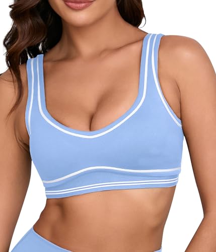 Image of Women Sweetheart Padded Sports Bra- Workout Fitness Square Neck Low Back Yoga Bra