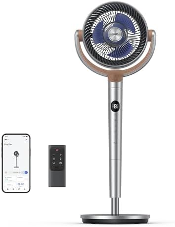 Dreo Standing Fan, 120°+120° Smart Oscillating Floor Fans with Wi-Fi/Voice Control, 80 ft Fan For Bedroom, DC Motor Quiet Fans, adjustable height, 8 Speeds, 6 Modes, 12H Timer, Office, Room