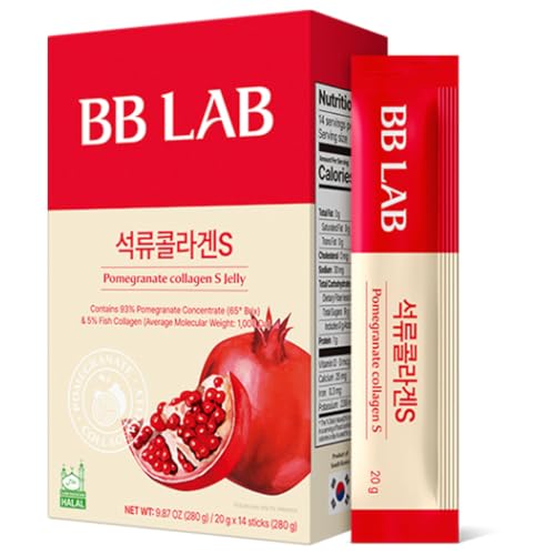 BB LAB Pomegranate Collagen S Jelly Halal, Pomegranate Collagen Sticks - Vitamin A & E for Skin Glow, Hair & Nails – Korean Beauty Jelly - 20g of 14 Sticks - image 1