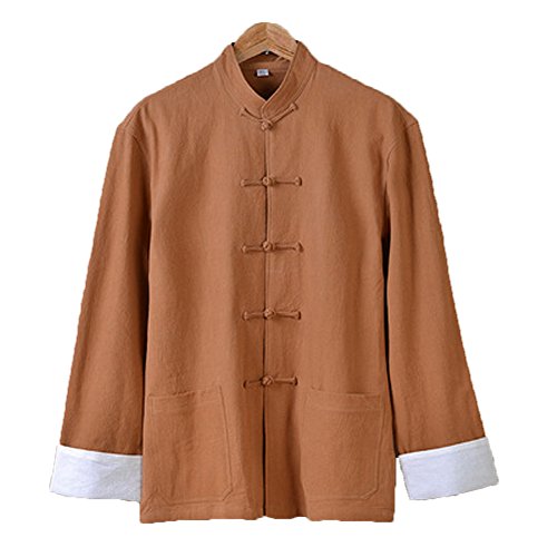 ZooBoo Men's Retro Flax Martial Arts Tops Kung Fu Jacket Tang Suit