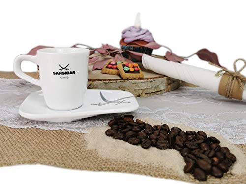 2er-Set Espresso-/Mokka-TASSEN mit Untertassen, dickwandig aus Porzellan, von Sansibar, 75ml