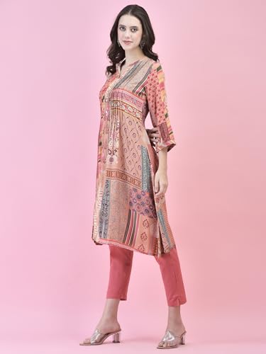 Image of Shree Women Liva (Rayon) White Floral Print Kurta
