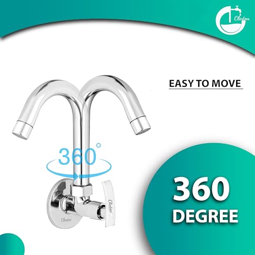 Image of CLINTON Kitchen Faucet with 360 Swivel Spout | Chrome Finish, Silver