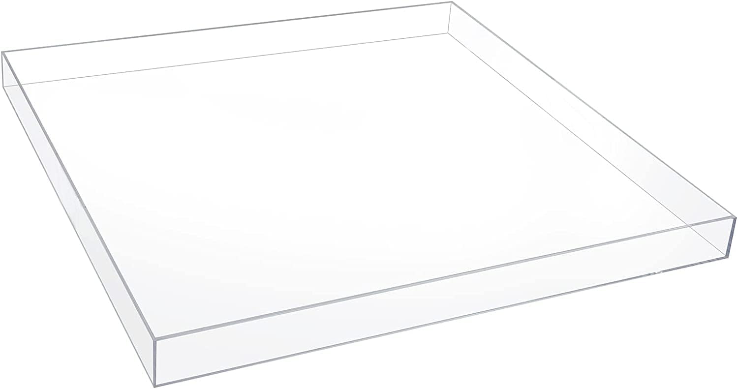 24ร24 Inches Clear Acrylic Serving Tray Without Handles Extra Large Ottoman Tray Decorative Tray Spill-Proof Coffee Table Space Saver Oversize Counter top Organizer Platter