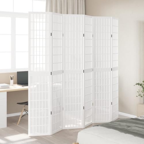 Paravent mobile pliable blanc à 6 volets pour cloison amovible de maison - 3