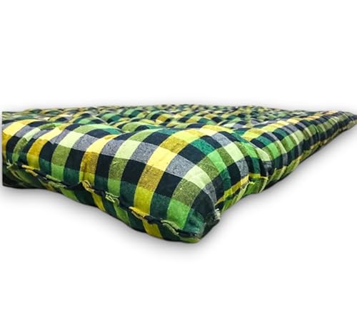 Image of Deevine Craft Soft Cotton Quilt Medium Firm Light Weight Mattress - Multicolor (6X6 ft or 72X72 Inches, Double Bed King Size Cotton Mattress)