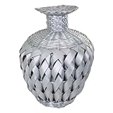  Vase en Bambou laqué argenté 15x26x36h