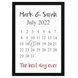 PERSONALISED Memorable Date Calendar Gifts for Him, Her, Husband, Wife, Boyfriend or Girlfriend - Suitable for Birthday, Christmas, Valentines or Anniversary - PERSONALISED with ANY 2 NAMES and DATE