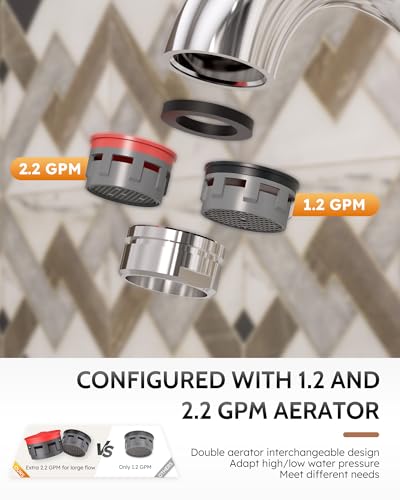 WOWOW Bathroom Faucet 2 Handle 4 Inch Centerset Bathroom Sink Faucet Lead-Free Basin Mixer Tap Lift Rod Drain Stopper, Two-Handle Center-Set Lavatory Faucet Chrome - image 5