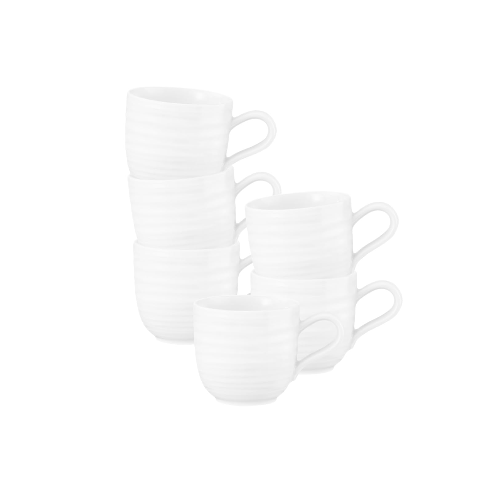 Seltmann Weiden Terra Espressotassen 6er Set, 90 ml, Mokkatassen mit spiralförmigem Relief, Spülmaschinen- und mikrowellenfest, Porzellan, Weiß