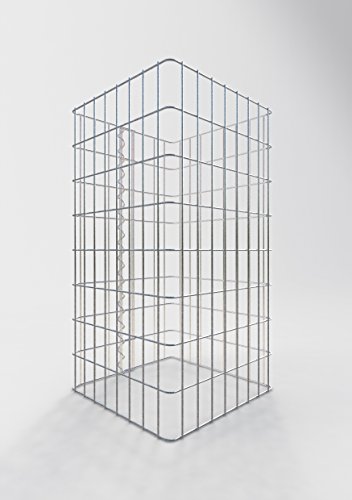 GABIONA befüllbare Steinkörbe Säulen Gabione eckig I Drahtkörbe für Steine zur Gartengestaltung Maschenw. 5x10cm I 4mm Gabionenkörbe galvanisch verzink I Steinkorb Säule 80cm hoch (42 x 42 cm)