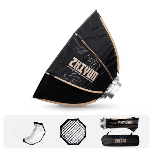 ZHIYUN CINEPEER 60cm Boîte à Lumière Octogonale à Monture Bowens, à Dégagement Rapide avec Grille en Nid d'abeille pour Studio Photo, Enregistrement Vidéo, portraits, pour Zhiyun Molus Série G Série B
