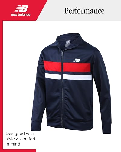 New Balance Boys Sweat Suit Set - 3 Piece Short Sleeve Graphic Tee, Zip Up Jacket, Tricot Jogger Sweatpants for Boys (2T-16)3