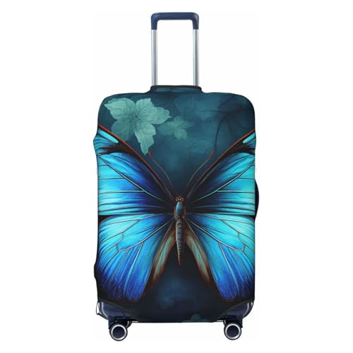 Luggage Cover Small Elastic Suitcase Covers Blue Butterfly Pattern Luggage Covers Washable Travel Baggage Covers Carry On Luggage Sleeve Fits 18-32 Inch Luggages