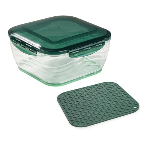 Genius Nicer Dicer Chef Auffangbehälter groß Set 3-tlg. - 3300 ml XXL perfekt zum Aufbewahren & Servieren - inkl. Frischhaltedeckel und Anti-Rutschmatte