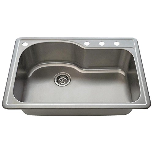 One-Day Sale: Up to 60% Off MR Direct Stainless Steel T346 Single Bowl 33" x 22" Drop-In Kitchen Sink, 18-Gauge