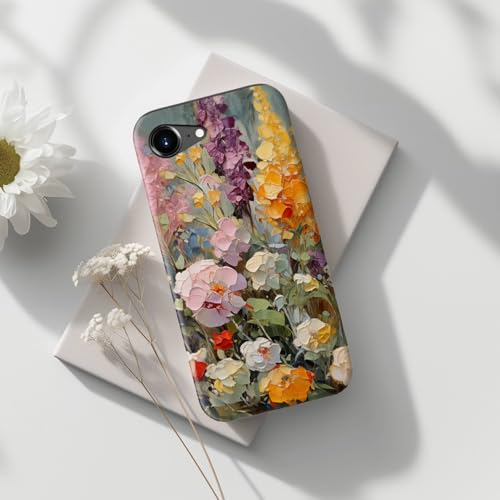 Image of Goodon for iPhone 16e Case Cute - Wireless Charging Compatible - Dual-Layer Hard Shell + Silicone Cover - Protective Phone Case with Trendy Designs for Women - Oil Painting Flowers