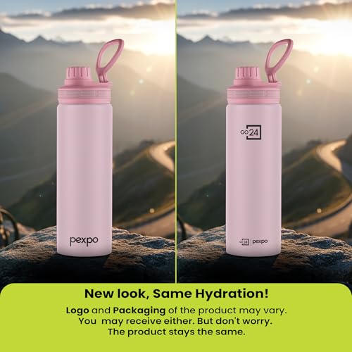 Image of Go24 pexpo Aqua Sip 900 ISI Certified Stainless Steel Sipper Water Bottle - 800ml | Single Wall Fridge Bottle | Easy to Carry Handle | For Home, Office, Gym, School, Trekking - Baby Pink
