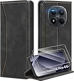 Deisyzy Lederhülle für Xiaomi Redmi Note 15 Pro 5G (Nicht für 4G) Hülle mit 2 Schutzfolie Premium Leder Handyhülle Kartenfach Klapphülle Standfunktion Flip Wallet Hülle (6.83 Zoll)- Schwarz- Schwarz