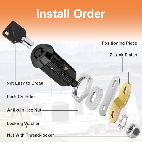 Image of Cam Locks RV Storage Lock Keyed Alike, Black Finish Cabinet Lock with keys1-1 /8 Cylinder RV Compartment, Camper, Trailer, Vending Machine Replacement Set with 16 Keys(8, Black 1-1 /8 Inch)