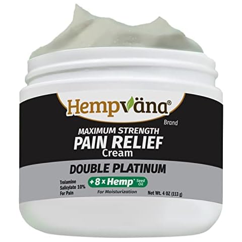 Hempvana Double Platinum Relief Cream. 8X Hemp Extract & Maximum Strength for Back, Neck, Knees, Shoulders & More. AS-SEEN-ON-TV. Odor-Free, Non-Greasy, Quickly Absorbs, 8X More Hemp, 4 Oz Jar Cover