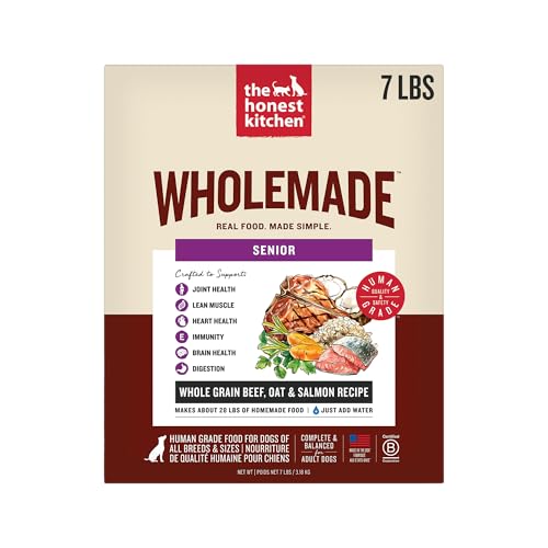 The Honest Kitchen Human Grade Wholemade™ Whole Grain Beef, Oat & Salmon Dehydrated Senior Dog Food, 7lb Bag (Makes 28lbs)
