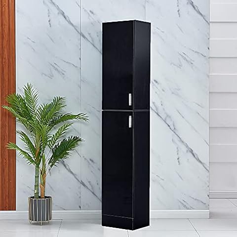 High Gloss Black Tall Cupboard Organizer Cover