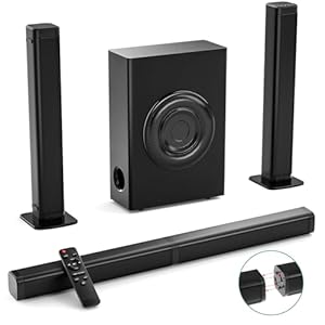 Sound Bars for TV with Subwoofer, 2.1ch Home Audio Speaker & 3D & 240W Deep Bass Subwoofer Bluetooth 2-in-1 Detachable TV Surround Sound Speaker System