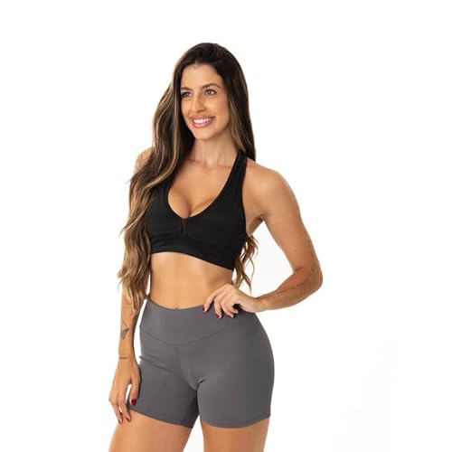 Conjunto Fitness Feminino, Top Nadador e Short Suplex Poliamida, (Cor Variado) (M)