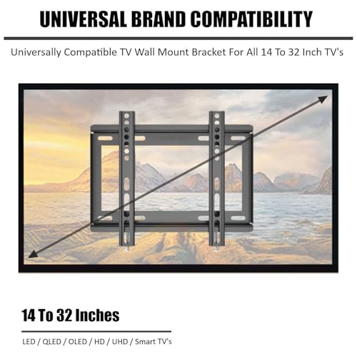 Image of Caprigo Fixed TV Wall Mount Bracket for 14 to 32 Inch LED /HD /Smart TV's | Universal Heavy-Duty TV & Monitor Wall Mounting Bracket | Super-Slim TV Stand for Wall (M452)
