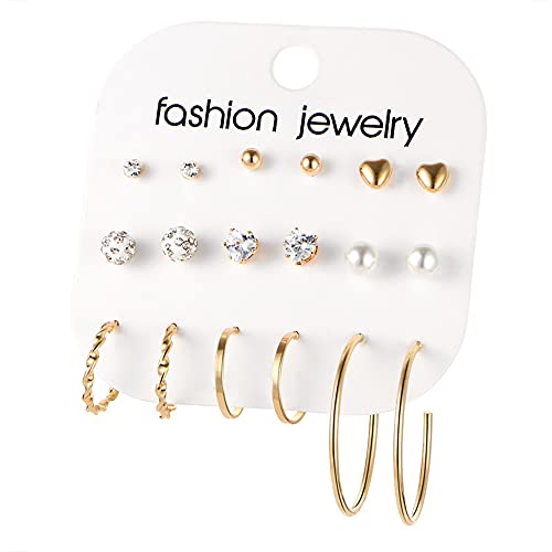 Image of Shining Diva Fashion Stylish Combo Design 6 Pairs Metal Earrings for Women and Girls (F12787er)