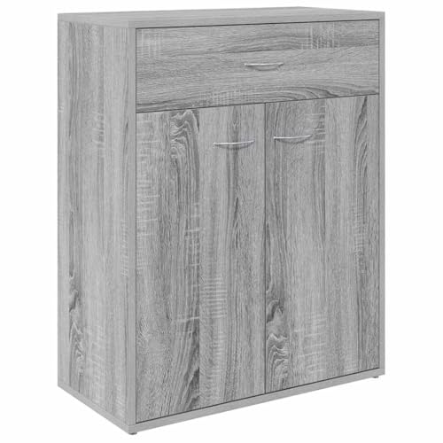 vidaXL Aparador Mueble Salón Sala Armario Almacenaje Flotante Decoración Dormitorio Entrada Estante Cajón Madera Contrachapada Gris Sonoma