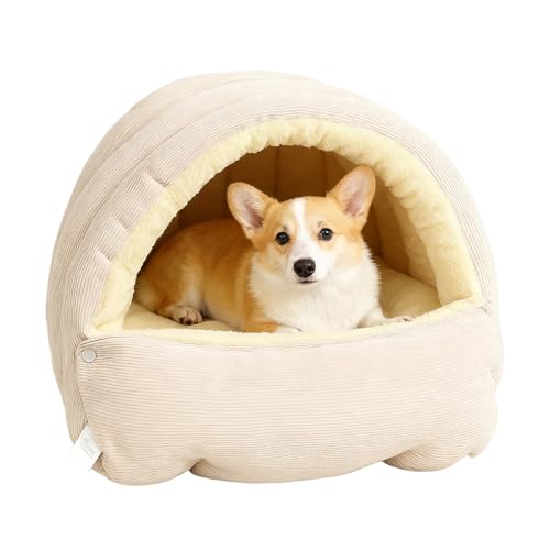 ペット キャット ハウス ? 豪華な屋根付きベッド |子猫や小型犬用の豪華なテント、柔らかい洗えるマット、密閉式スリーピングポッド、屋内用のポータブル暖かいシェルター、かわいいデザイン、快適な昼寝スペース