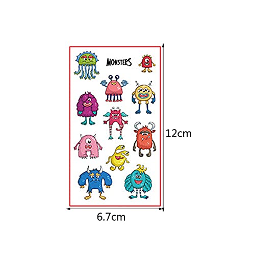 Tslinc Tattoo Kinder Monster Tattoos Set, 10 Blätter Kindertattoos Kinder/Jungen/Mädchen Cool Tiere Hautfreundlich Temporäre, Aufkleber für Kindergeburtstag Mitgebsel, Party (Monster)
