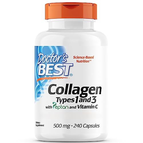 Doctor's Best, Collagen Types 1 and 3 with Vitamin C, 240 Cápsulas, Alta Dosificación, Testado en Laboratorio, Sin Gluten, Sin Soja, No GMO