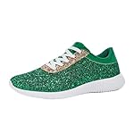 BELOS Women's Glitter Shoes Sparkly Lightweight Metallic Sequins Tennis Shoes Casual Retro Braided Walking Shoes