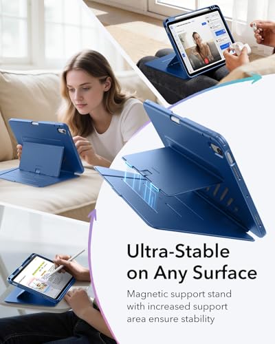 Image of ESR for iPad Air 11 Inch Case M4 /M3 /M2 (2026 /2025 /2024), iPad Air 5th /4th Gen (2022 /2020), Vertical Stand Cover, Multi Stand Angles, Ultra-Stable Case with Pencil Holder, Flip Series, Blue