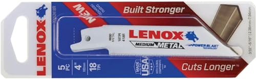 Image of Lenox 18TPI Medium Metal Cutting Reciprocating Sabre Saw Blades 102mm Pack of 5
