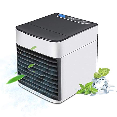 Condizionatore Portatile,Raffreddatore D'aria Climatizzatore 3 in 1 Raffrescatore Evaporativo Umidificatore Purificatore Air Cooler con 3 Velocità per Casa Ufficio Camper Viaggio