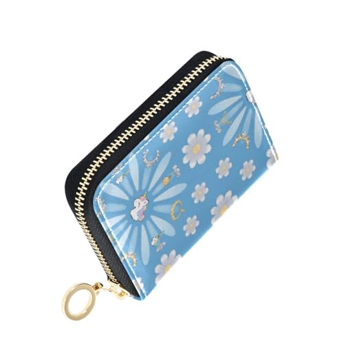 Women's Flowers Floral Unicorn Credit Card Holder Wallet Leather Zipper Card Case for Ladies Girls 20300581