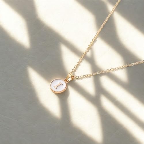 Image of Giftana Alphabet Locket with Chain, White Enamel Letter A-Z Pendant Necklace for Girls, Personalized Initial Name Gold Plated Pendant Necklace Gift for Girlfriend, Valentines Day Gifts for Woman