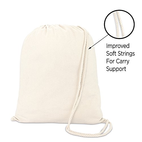DALIX Cotton Drawstring Backpack Laundry Bags Bulk 50 Pack Mens Womens Natural4