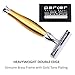 Parker 48R Heavyweight 3-Piece Double Edge Razor – Matte Gold Finish with 5 Premium Platinum Double Edge Razor Blades - Delivers a Barber Shop Quality Shave
