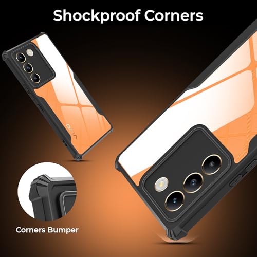 Image of A rtistque Clear Hard Transparent Acrylic Armor Anti-Drop Shockproof TPU Edge Back Cover Case for Vivo Y200e - Black