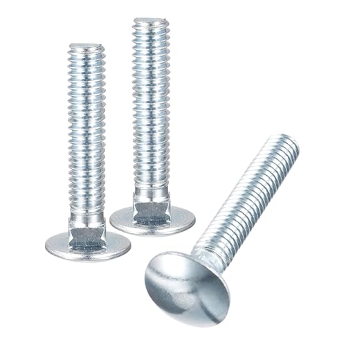 Image of uxcell 5 /16-18x1-1 /2 Carriage Bolt, 8pcs Round Head Square Neck Screws, Carbon Steel Zinc Plated, Fully Threaded, Silver