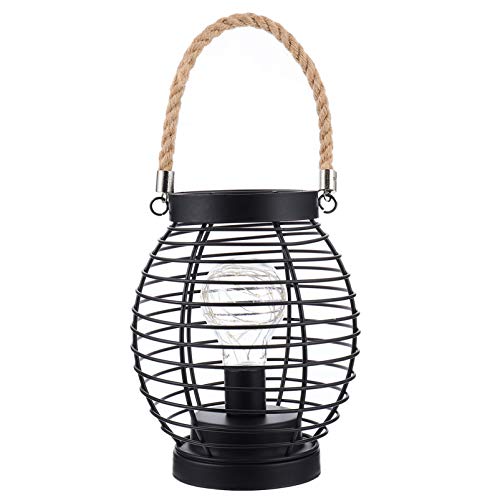 Lurrose Lanterna Estilo Gaiola Luz Led Luz Operada por Bateria Abajur de Noite Vintage Com Corda de
